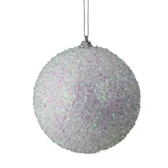Northlight White and Purple Bristled Iridescent Christmas Ball Ornament 4.5" (115mm)