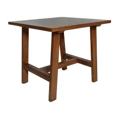 Merrick Lane Mabel Farmhouse Trestle End Table, Solid Wood Rustic Accent Table Walnut