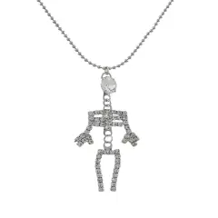 Rhinestone Dangling Skeleton Necklace
