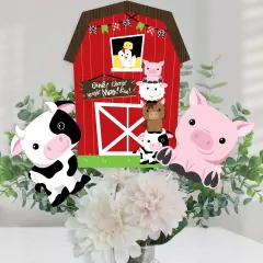 Big Dot of Happiness Farm Animals - Barnyard Baby Shower or Birthday Party Centerpiece Sticks - Table Toppers - Set of 15