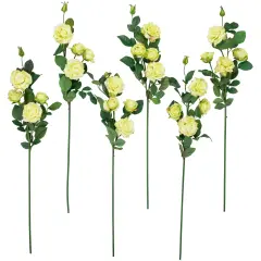 Northlight Real Touch&trade; Yellow and Green Artificial Rose Floral Sprays, Set of 6 - 35"