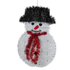Northlight 19" Tinsel Snowman Christmas Window Decoration White