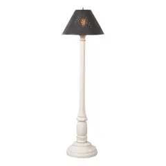Brinton Floor Lamp in Rustic White - Smokey Black Shade
