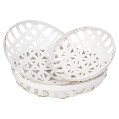 Northlight Round Lattice Tobacco Baskets - Snow White - Set of 3