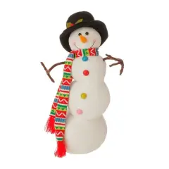 Raz Posable Christmas Snowman Decoration with Scarf - 21" - Multicolor White
