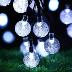 Solar-Powered Waterproof 50 LED String Lights White