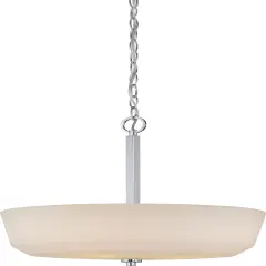 Nuvo Willow 18" 4-Light Pendant w/ White Glass in Polished Nickel Finish