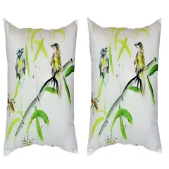 Pair of Betsy Drake Birds & Bees I No Cord Pillows 16 Inch X 20 Inch