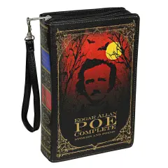 Black Vinyl Edgar Allen Poe Stories & Poetry Book Handbag Novelty Crossbody Bag