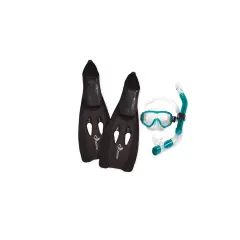 Pool Central 9.5" Black and Teal Blue Aqua Reef Diver Teen/Young Adult Pro Scuba Extra Small Snorkeling