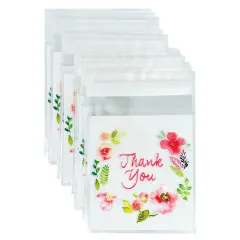 Wrapables Transparent Self-Adhesive 4" x 4" Candy and Cookie Bags, Favor Treat Bags for Parties and Wedding (200pcs) Thank You