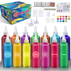 Tie Dye Kit 14 Colors Tie Dye Kit for Large Groups, Christmas Colors Tie Dye for Kids, Non Toxic Permanent Fabric Dye Summer Activities for Kids, Adults, Large Groups, Handmade Party