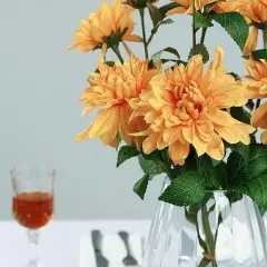 2 pcs 30-Inch Dahlia Spray Stems Silk Artificial Flowers Orange