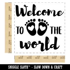 Welcome to the World Baby Shower Pregnancy Self-Inking Rubber Stamp Ink Stamper Red