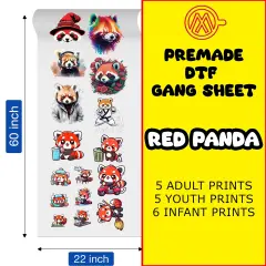 Red Panda Direct-to-Film DTF Transfer Gang Sheets - 22x60