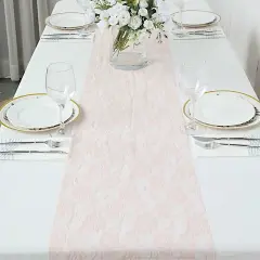 12x108 in Rose Floral Lace TABLE RUNNER Blush