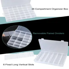 2 Pieces Bead Organizer3600 Tackle Box Organizer Clear Organizer Box 36 Grids Plastic Craft Organizer Jewelry Sewing Storage Box with Dividers
