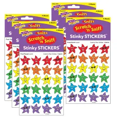Colorful Star Smiles/Fruit Punch Stinky Stickers&reg;, 96 Per Pack, 6 Packs