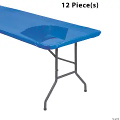 Bulk 12 Pc. 6 FT Fitted Rectangle Plastic Tablecloths Royal blue