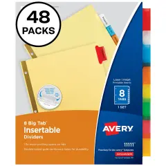 Avery Big Tab Insertable Dividers, Buff Paper, Multicolor Tabs, 8-Tab Set (11111) - 48 Pack