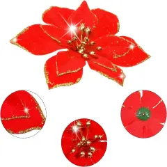 Kitcheniva Christmas Flowers With DIY Glitter Hanging Ornaments 10 Pcs Red