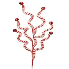 24" Fabric Peppermint Stripe Jingle Bell Spray &ndash; Festive Christmas Decoration