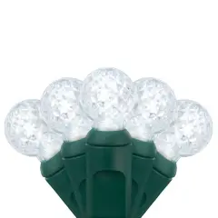 70 Cool White G12 LED String Lights, Green Wire, 4" Spacing