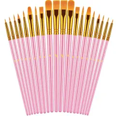 Paint Brushes Set, 20 Pcs Paint Brushes for Acrylic Painting, Oil Watercolor Acrylic Paint Brush, Artist Paintbrushes for Body Face Rock Canvas, Kids Adult Drawing Arts Crafts Supplies, Blush