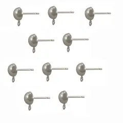 JewelrySupply Ball Post with Ring 6mm Silver Plated Surgical Stainless Steel Post (Package of 10)
