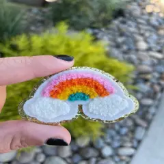 Small Rainbow Glitter Chenille Patch (iron on)