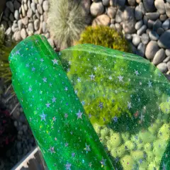 Lime Green Holographic Star Glitter Jelly Vinyl