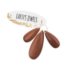 Earth's Jewels Semi-Precious Natural Gold Sandstone Teardrop Pendants, 3pcs