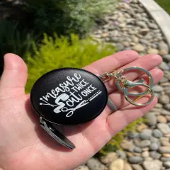 Measure Twice Measuring Tape Keychain Black