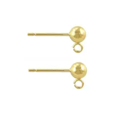 JewelrySupply Gold Filled 4mm Ball Post Earrings (1 Pair of Gold Filled Earrings)