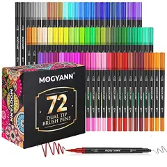 72 Color Markers for Adult Coloring - Dual Tip Brush Pens Coloring Markers Set