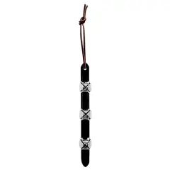 Weaver Leather Sleigh Bells Strap, Nickel Plated 3-Bell Door, Wreath, Swag, or Wall Hanger, 10.5 in Black Leather Strap