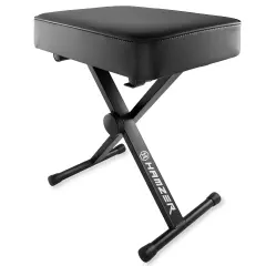 Hamzer Cushioned Piano Bench, Adjustable Keyboard Stool Chair - Foldable & Portable w/ Padded Cushion - Stable Sturdy Collapsible X Style Seat, Black