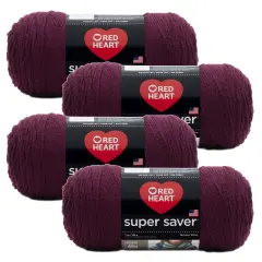 (Pack of 4) Red Heart Super Saver Yarn-Claret