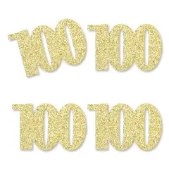 Big Dot of Happiness Gold Glitter 100 - No-Mess Real Gold Glitter Cut-Out Numbers - 100th Birthday Party Confetti - Set of 24