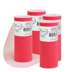 Pack of 4 Decorative Matte Tulle Spool of 6 Inch X 25 Yards Coral
