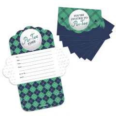 Big Dot of Happiness Par-Tee Time - Golf - Fill-In Cards - Birthday or Retirement Party Fold and Send Invitations - Set of 8
