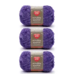 Red Heart Scrubby Sparkle Grape Yarn - 3 Pack of 85g/3oz - Polyester - 4 Medium (Worsted) - 174 Yards - Knitting/Crochet