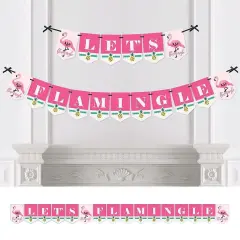 Big Dot of Happiness Pink Flamingo - Party Like a Pineapple - Tropical Summer Party Bunting Banner - Pink Party Decorations - Let's Flamingle