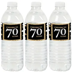 Big Dot of Happiness Adult 70th Birthday - Gold - Birthday Party Water Bottle Sticker Labels - Set of 20