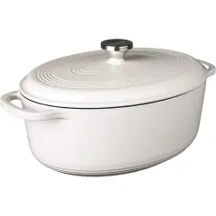 Lodge 7qt Oval Dutch Oven Oyster White Enamel