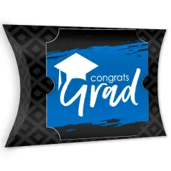 Big Dot of Happiness Blue Grad - Best is Yet to Come - Favor Gift Boxes - Royal Blue Graduation Party Large Pillow Boxes - Set of 12