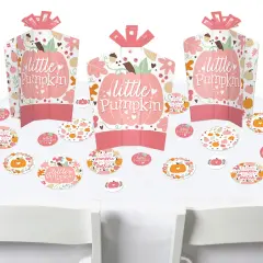 Big Dot of Happiness Girl Little Pumpkin - Fall Birthday Party or Baby Shower Decor and Confetti - Terrific Table Centerpiece Kit - Set of 30