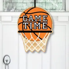 Big Dot of Happiness Nothin' But Net - Basketball - Hanging Porch Baby Shower or Birthday Party Outdoor Decorations - Front Door Decor - 1 Piece Sign