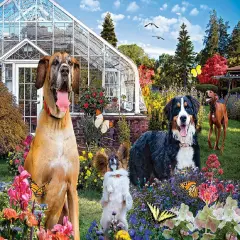 Sunsout Conservatory Garden Canines 1000 pc Jigsaw Puzzle 72040