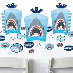 Big Dot of Happiness Shark Zone - Jawsome Shark Party or Birthday Party Decor and Confetti - Terrific Table Centerpiece Kit - Set of 30